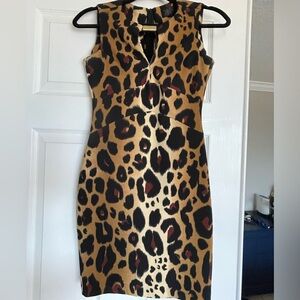 XS kardashian kollection leopard print shift dress